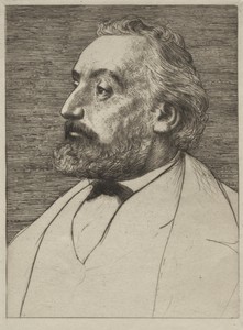 Léon Gambetta by Alphonse Legros, created c. 1857–1911, in etching and drypoint. Download this artwork as a high-resolution wallpaper for desktop, tablet, or mo — Alphonse Legros Wallpaper