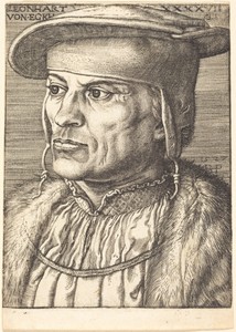 Leonhard von Eck by Barthel Beham, created 1527, in engraving on laid paper. Download this artwork as a high-resolution wallpaper for desktop, tablet, or mobile — Art Picture