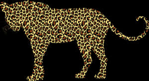 Leoparden-Silhouette gefüllt mit ihrem natürlichen gefleckten Fellmuster auf schwarzem Hintergrund — Clouded Leopard Wallpaper