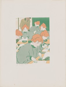 Les petits machines à écrire by Georges Hermann Rene Paul, created 1896, in color lithograph on wove paper. Download this artwork as a high-resolution wallpaper — Georges Hermann Rene Paul Wallpaper