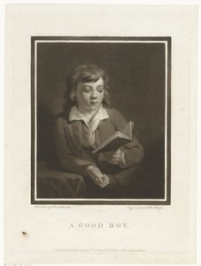 Lezende jongen by Charles Howard Hodges, created 1786-04-03, in paper; engraving; mezzotint. Download this artwork as a high-resolution wallpaper for desktop, t — Portrait Background