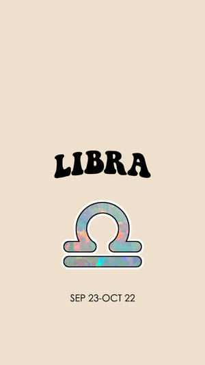 Símbolo del zodíaco de Libra con rango de fechas sobre fondo beige
