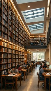Hyggeligt interiør fra UTSA John Peace Library