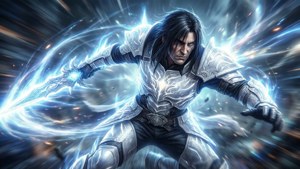 Alucard Lightborn Striker bergerak dengan bilah energi.