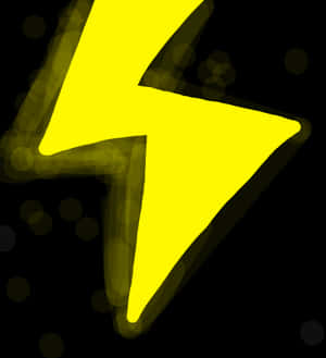 A glowing yellow lightning bolt on a black background with bokeh effect.