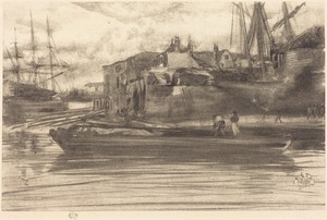 Limehouse by James McNeill Whistler, created 1878, in lithograph in black on wove paper. Download this artwork as a high-resolution wallpaper for desktop, table — Art Picture