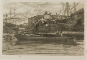 Limehouse by James McNeill Whistler, created 1878, in Lithotint in black ink with scraping and incising, on a prepared half-tint ground, on cream Japanese paper — Art Picture