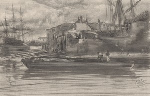 Limehouse by James McNeill Whistler, created 1878, in Lithotint, in black ink, with scraping and incising, on a prepared half-tint ground, on ivory plate paper. — Art Picture