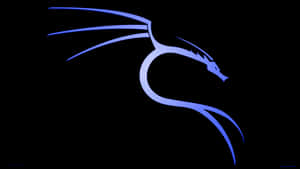 Eine leuchtende blaue Drachensilhouette auf schwarzem Hintergrund. — Linux Desktop Hintergrundbild
