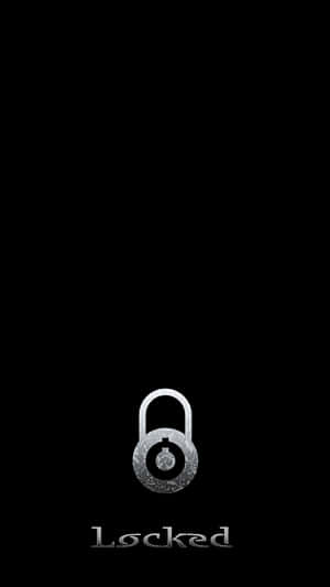 En sølv dekorativ hængelås med ordet 'Locked' under den på en sort baggrund. — Lockscreen Baggrunde