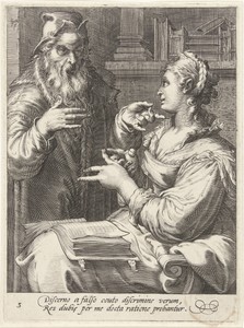 Logica by Cornelis Jacobsz. Drebbel, created 1587 - 1605, in paper; engraving. Download this artwork as a high-resolution wallpaper for desktop, tablet, or mobi