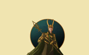 Loki con armadura dorada sosteniendo un bastón contra un círculo estrellado. — Loki Temporada 2 Imagen Fondos de pantalla