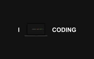 Laptop-Bildschirm zeigt Konsolenprotokoll love mit dem Wort coding daneben. — Javascript Wallpaper