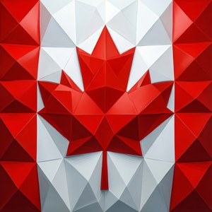 Abstrakt lavpoly geometrisk design af det canadiske flag.