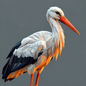 Seni digital bangau low-poly geometris
