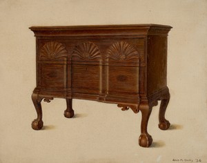 Lowboy by Alvin M. Gully, created 1936, in oil on canvas covered paperboard. Download this artwork as a high-resolution wallpaper for desktop, tablet, or mobile