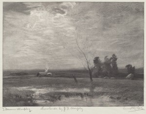 Lowlands by Timothy Cole, created 1918, in wood engraving. Download this artwork as a high-resolution wallpaper for desktop, tablet, or mobile. — Art Picture