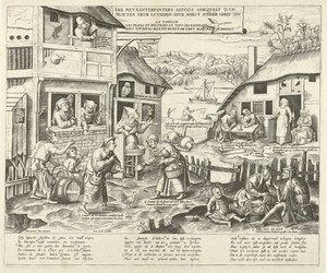 Luiaards by Frans Huys, created 1546 - 1562, in paper; engraving. Download this artwork as a high-resolution wallpaper for desktop, tablet, or mobile. — Frans Huys Wallpaper