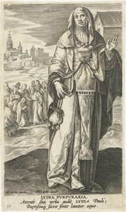 Lydia by Jan Collaert (II), created 1595 - 1599, in paper; engraving. Download this artwork as a high-resolution wallpaper for desktop, tablet, or mobile. — Jan Collaert (II) Wallpaper