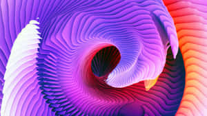 Vibrant abstract digital tunnel with flowing wavy ribbons in purple pink and orange. — Aesthetic Mac Wallpaper