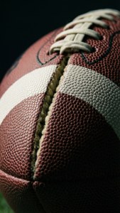 Macro close-up of half football cut side with dramatic lighting