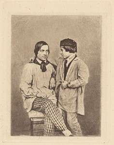 [Man and boy] by Nöel-Marie-Paymal Lerebours, created about 1841. Download this artwork as a high-resolution wallpaper for desktop, tablet, or mobile. — Armand-Hippolyte-Louis Fizeau Wallpaper