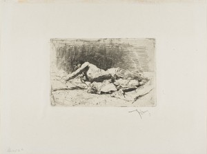 Man Rolling by Mariano Fortuny y Marsal, created n.d., in Etching on paper. Download this artwork as a high-resolution wallpaper for desktop, tablet, or mobile. — Illustration Wallpaper