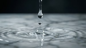 Realistiske vanddråber på marmor til premium hydreringsapps.