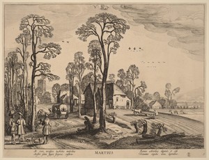 March by Jan van de Velde (II), in etching. Download this artwork as a high-resolution wallpaper for desktop, tablet, or mobile. — Jan van de Velde (II) Wallpaper