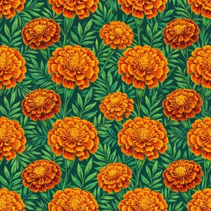 Et sømløst gjentakende mønster av ringblomster i flatt design.