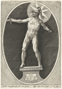 Mars by Jan Collaert (II), created after 1585 - 1628, in paper; engraving. Download this artwork as a high-resolution wallpaper for desktop, tablet, or mobile. — Jan Collaert (II) Wallpaper