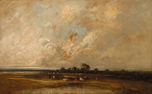 Marshland by Jules Dupré, created 1860s-1870s, in oil on fabric. Download this artwork as a high-resolution wallpaper for desktop, tablet, or mobile. — Art Picture