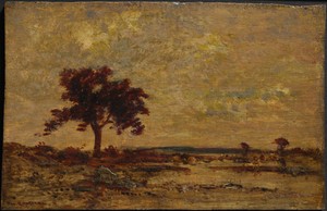 Marshlands by Théodore Rousseau, created not dated, in oil on wood panel. Download this artwork as a high-resolution wallpaper for desktop, tablet, or mobile. — Théodore Rousseau Wallpaper