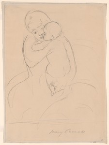 Maternal Caress by Mary Cassatt, created 1921, in Charcoal and graphite on cream (discolored) wove paper. Download this artwork as a high-resolution wallpaper f — Mary Cassatt Wallpaper