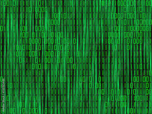 Green digital rain of binary code falling vertically on a dark screen. — Matrix Code Wallpaper