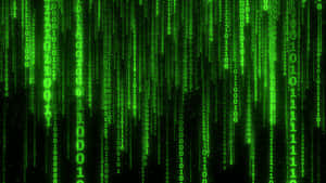 Green falling binary digits on black background evoking The Matrix. — Matrix Code Wallpaper