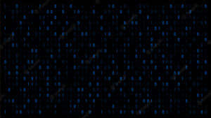 Blue binary code flowing vertically on a black digital screen. — Matrix Code Wallpaper