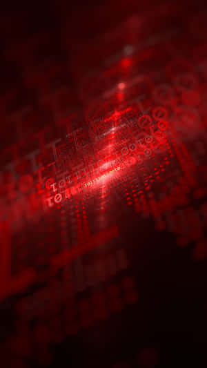 Red glowing digital data flowing in abstract cyber space with bokeh effects. — Matrix Code Wallpaper