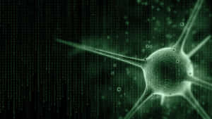 Glowing green neuron surrounded by falling digital code. — Matrix Code Wallpaper