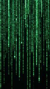 Green matrix code rain on black, perfect OLED demo wallpaper.