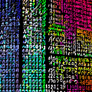 Neon-colored digital code streams flowing vertically in a cyberpunk style. — Matrix Code Wallpaper