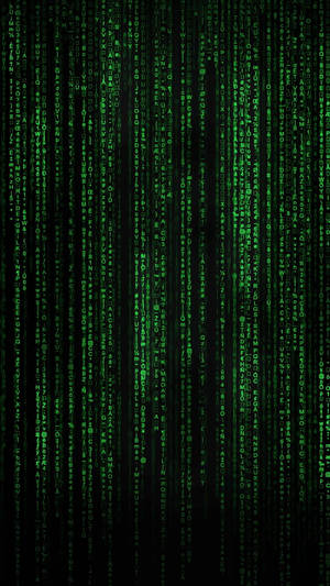 Código digital verde caindo em uma tela preta como no filme Matrix. — Hackeando o Android Foto Papéis de Parede