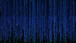 Blue and green digital code falling like rain against a black background. — Matrix Code Wallpaper