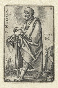 Matteüs by Hans Sebald Beham, created 1546, in paper; engraving. Download this artwork as a high-resolution wallpaper for desktop, tablet, or mobile. — Art Wallpaper