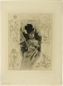Maturity by Félicien Rops, created 1887, in Aquatint, soft varnish ("vernis mou") and drypoint on cream laid paper. Download this artwork as a high-resolution w — Illustration Wallpaper