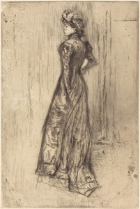 Maud, Standing by James McNeill Whistler, created c. 1873, in etching and drypoint on laid paper. Download this artwork as a high-resolution wallpaper for deskt — Painting Picture