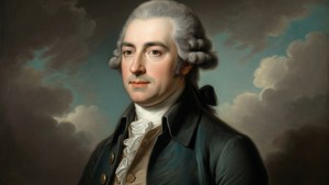 Portret van Arnout Rentinck in gedempte tinten, introspectieve stemming met grijze lucht
