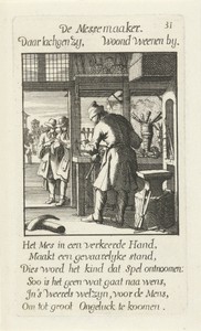Messenmaker by Caspar Luyken, created 1694, in paper; etching. Download this artwork as a high-resolution wallpaper for desktop, tablet, or mobile. — Art Wallpaper
