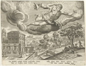 Middag by Adriaen Collaert, created 1570 - 1597, in paper; engraving. Download this artwork as a high-resolution wallpaper for desktop, tablet, or mobile.