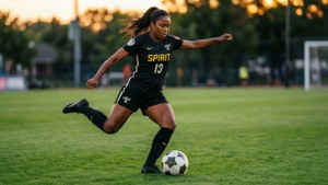 Andi Sullivan i aksjon, kontrollerer ballen for Washington Spirit.